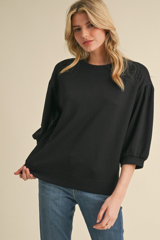 Dahlia Crew Neck Puff Top