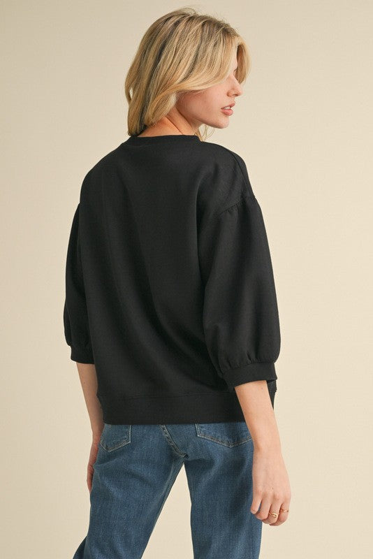 Dahlia Crew Neck Puff Top