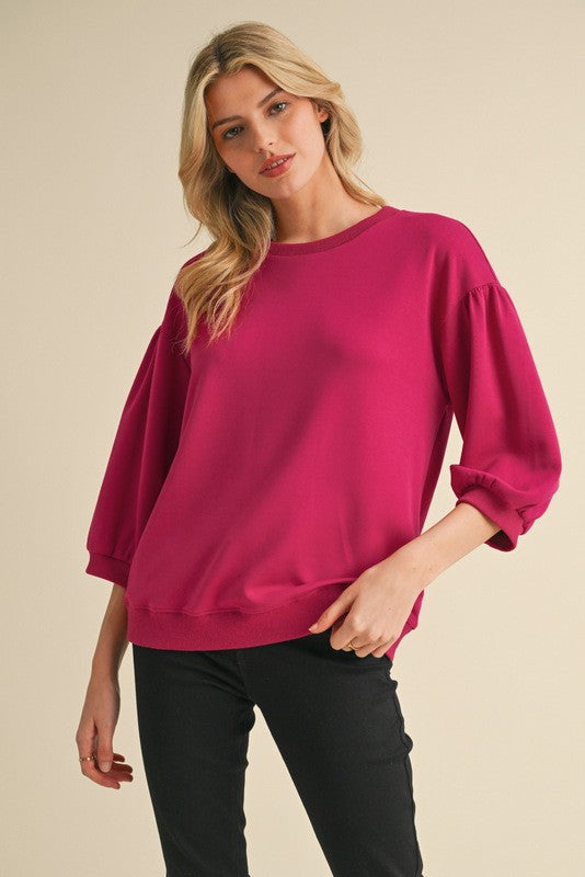 Dahlia Crew Neck Puff Top