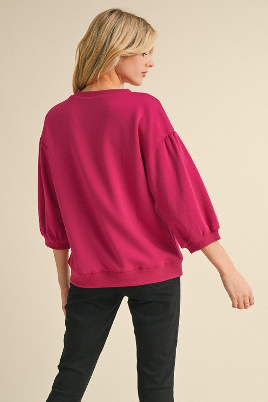 Dahlia Crew Neck Puff Top