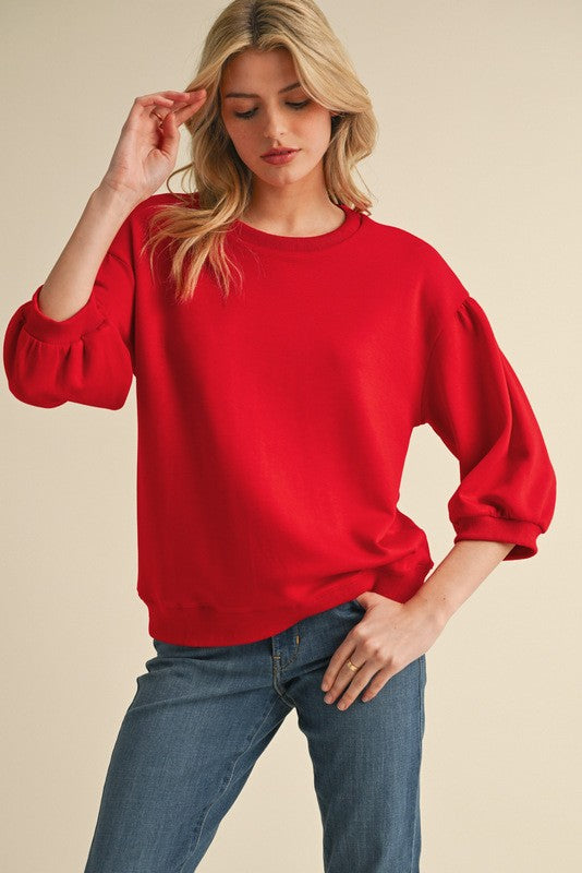 Dahlia Crew Neck Puff Top