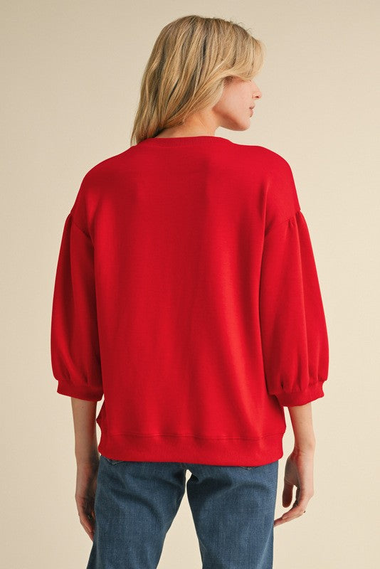 Dahlia Crew Neck Puff Top