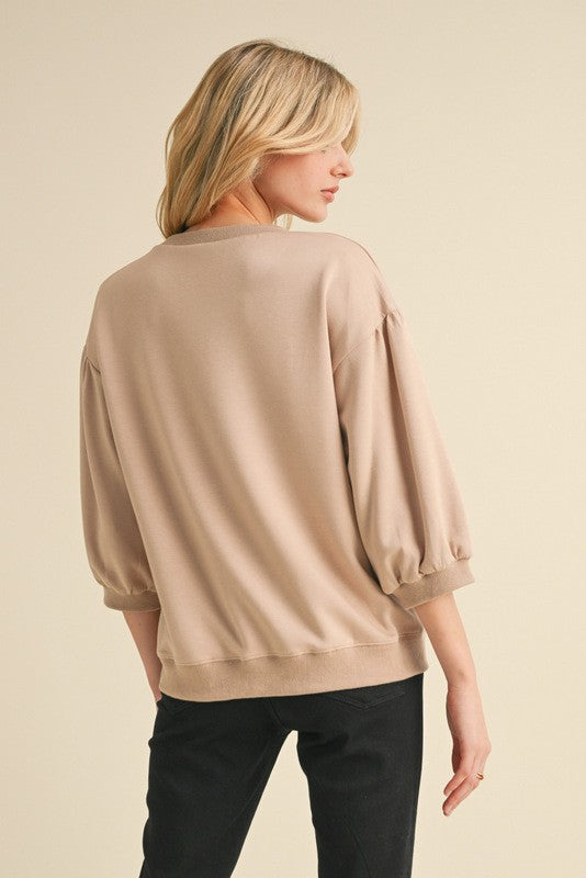 Dahlia Crew Neck Puff Top