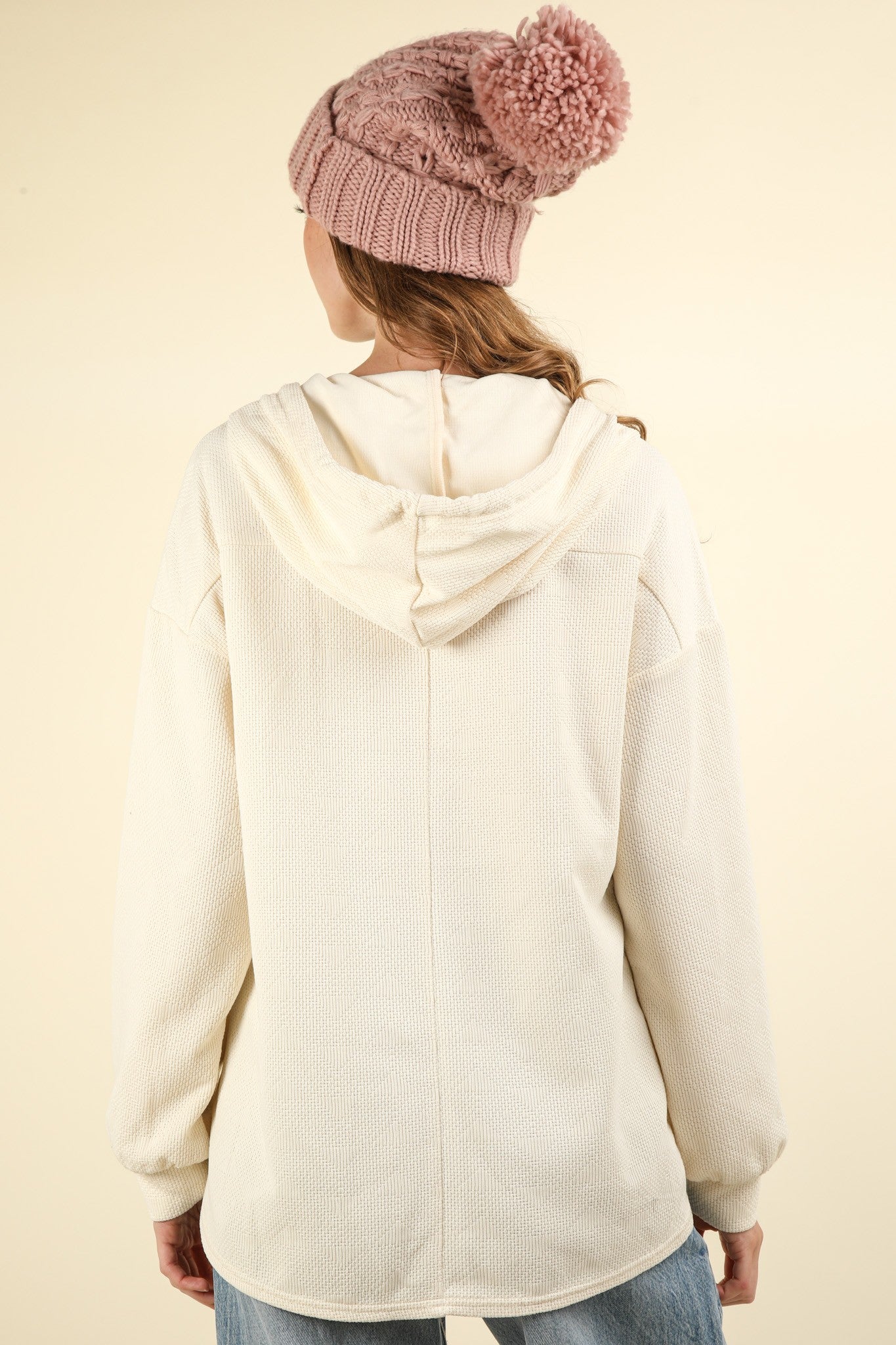 Delia Textured Knit Hoodie