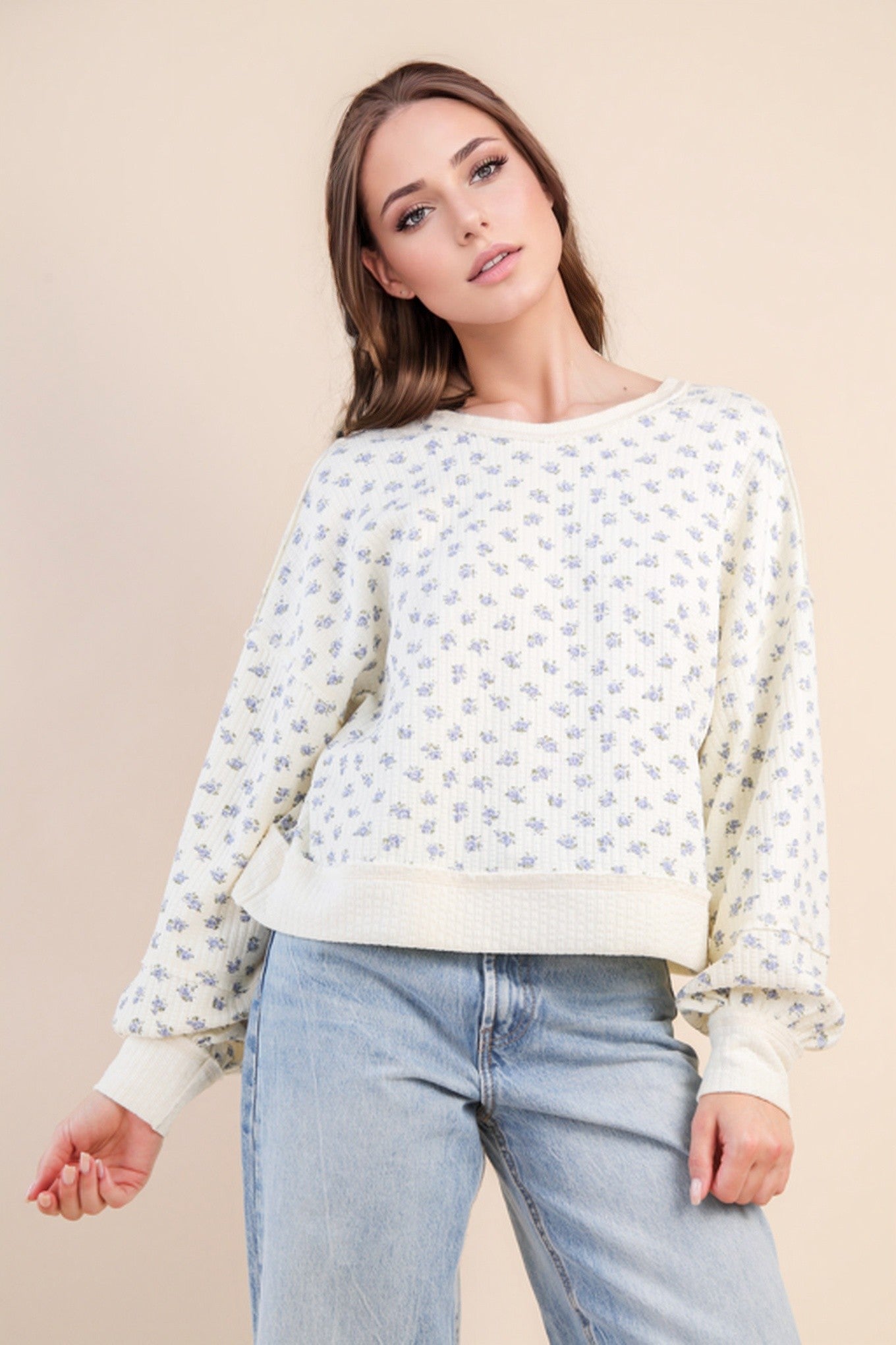 Dena Floral Textured Sweatshirt