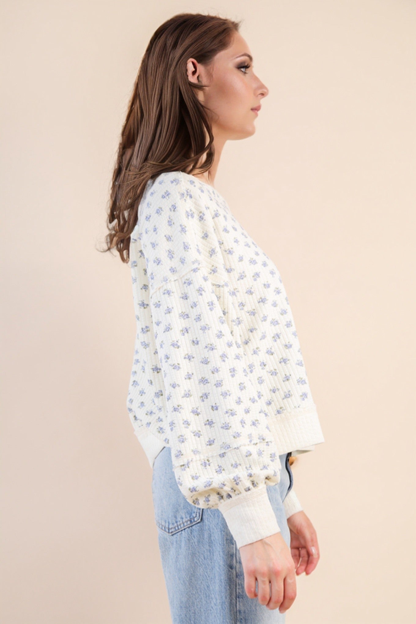 Dena Floral Textured Sweatshirt