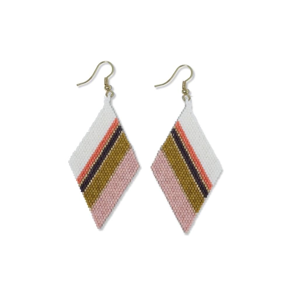 Diagonal Stripe Seed Bead Earrings Jaipur