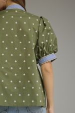 Dylan Contrast Trim Polka Dot Top