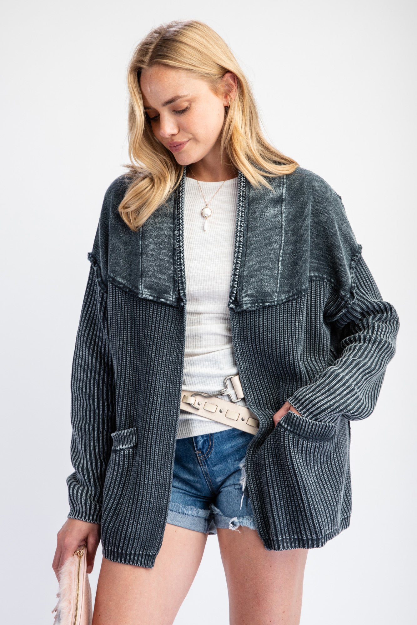 Sloane Washed Mixed Cardigan