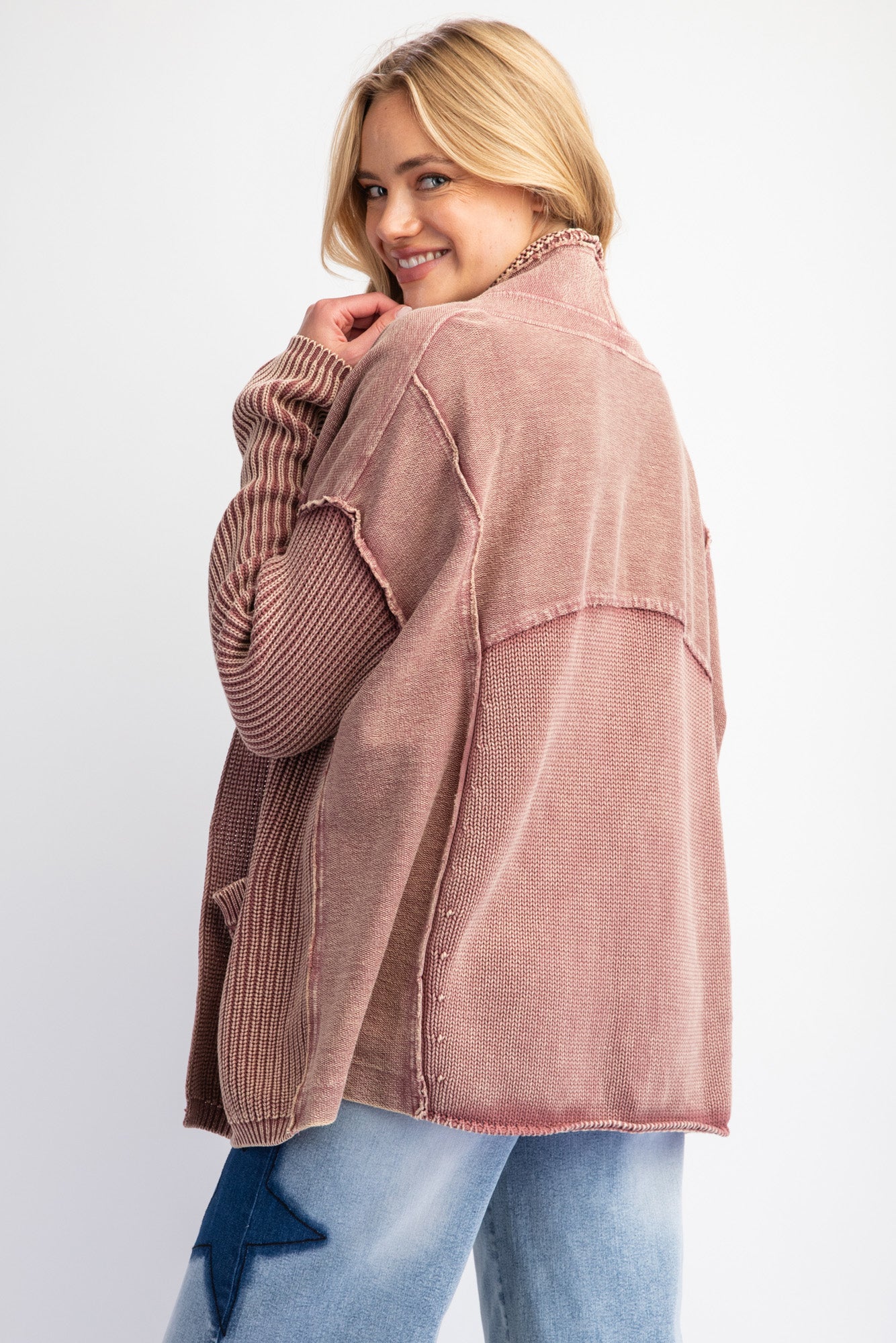 Sloane Washed Mixed Cardigan