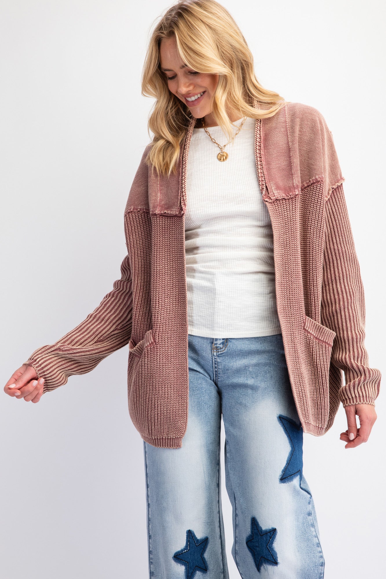 Sloane Washed Mixed Cardigan