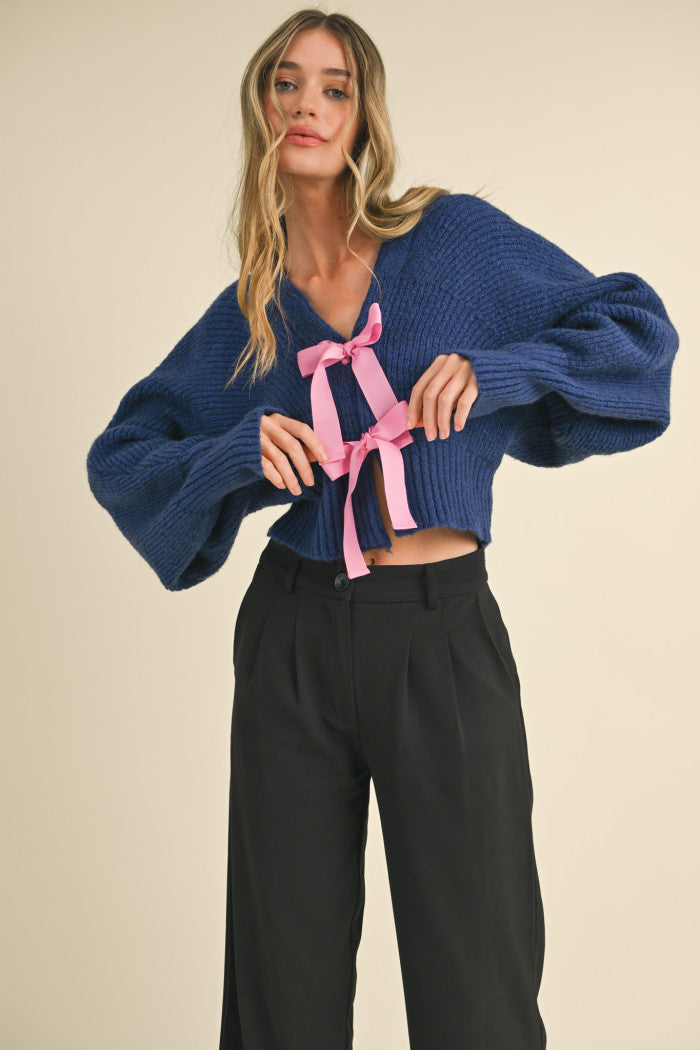 Eason Bow Front Crop Cardigan