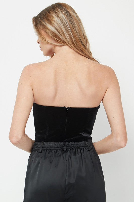 Eleni Strapless Velvet Bodysuit FINAL SALE