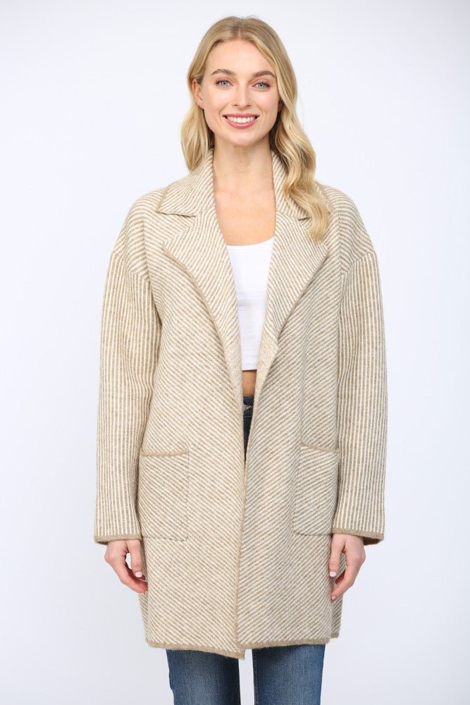 Emberly Striped Sweater Coat