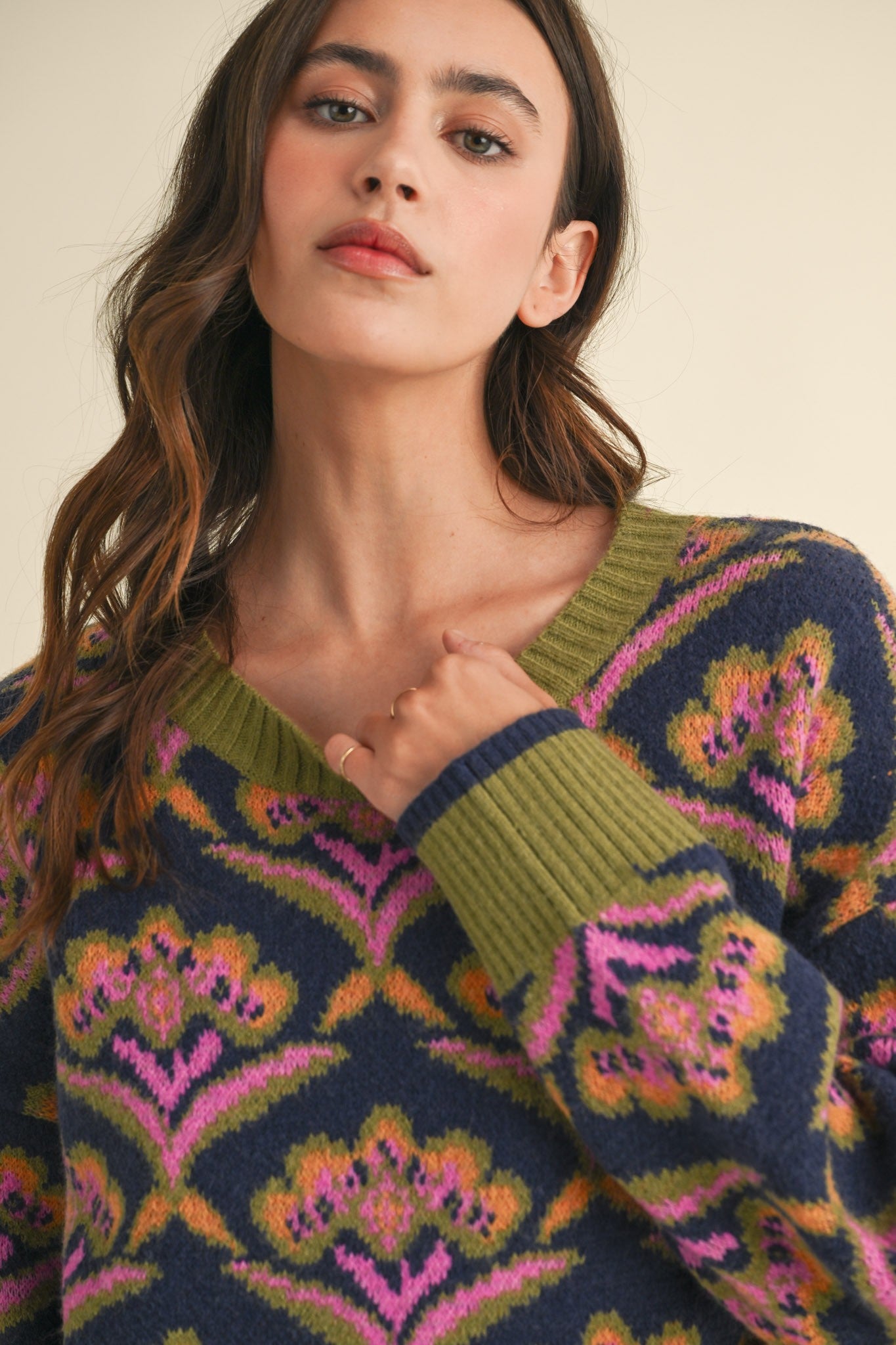 Embry Floral Contrast Sweater