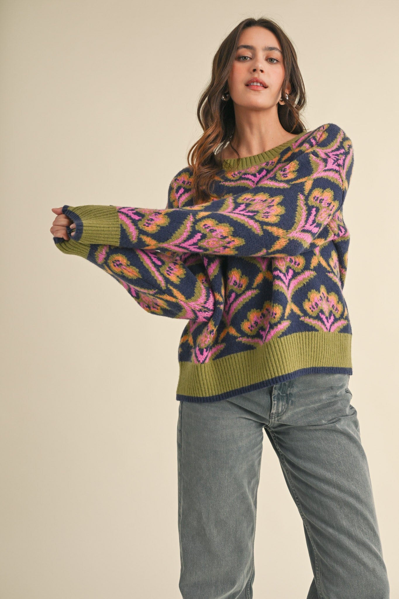 Embry Floral Contrast Sweater