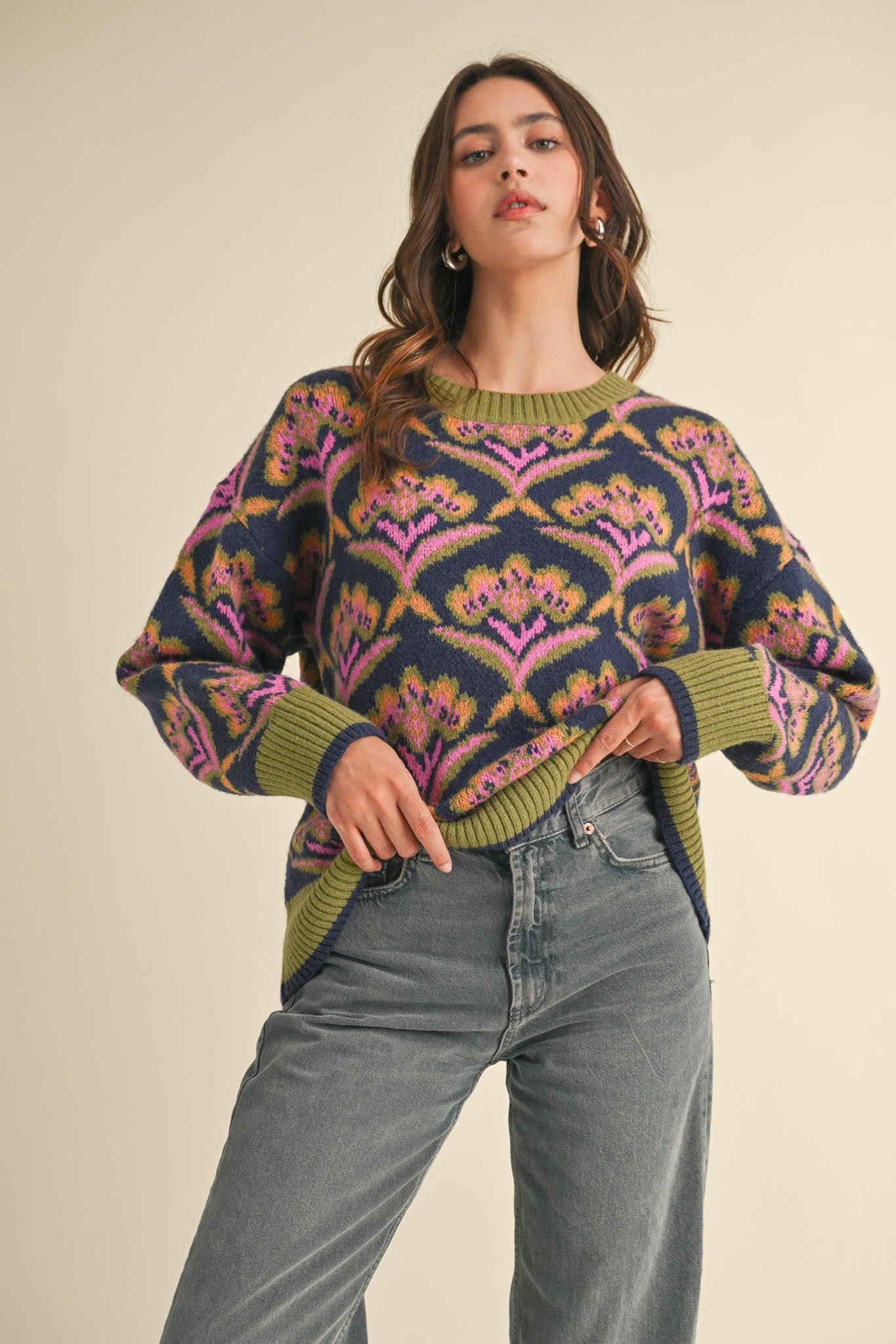 Embry Floral Contrast Sweater