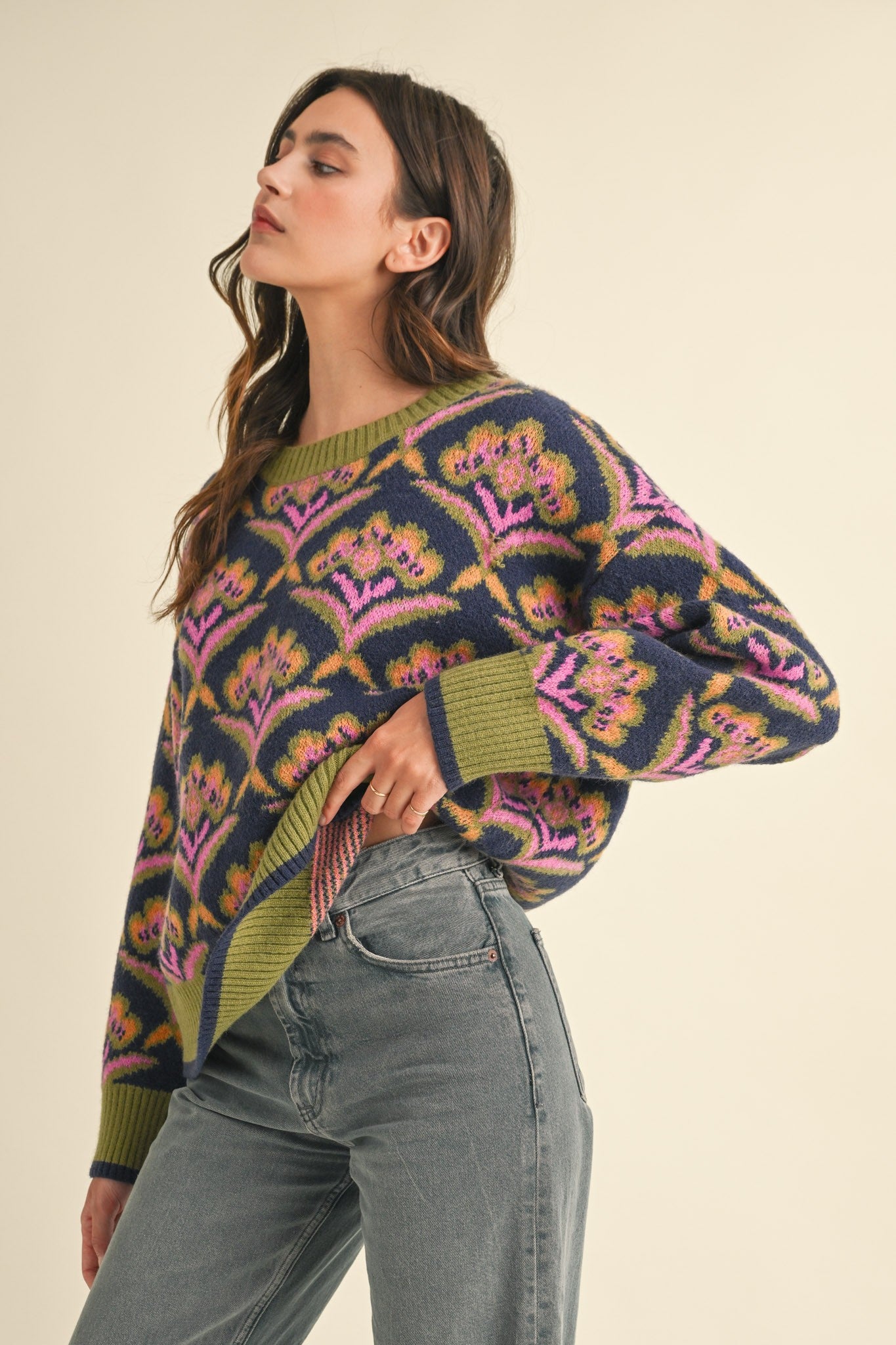 Embry Floral Contrast Sweater