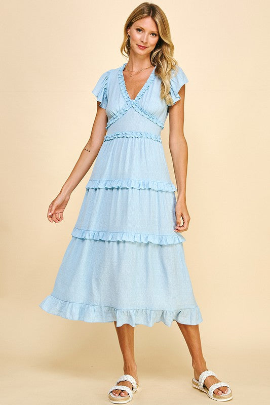 Emily Ruffle Midi Dress