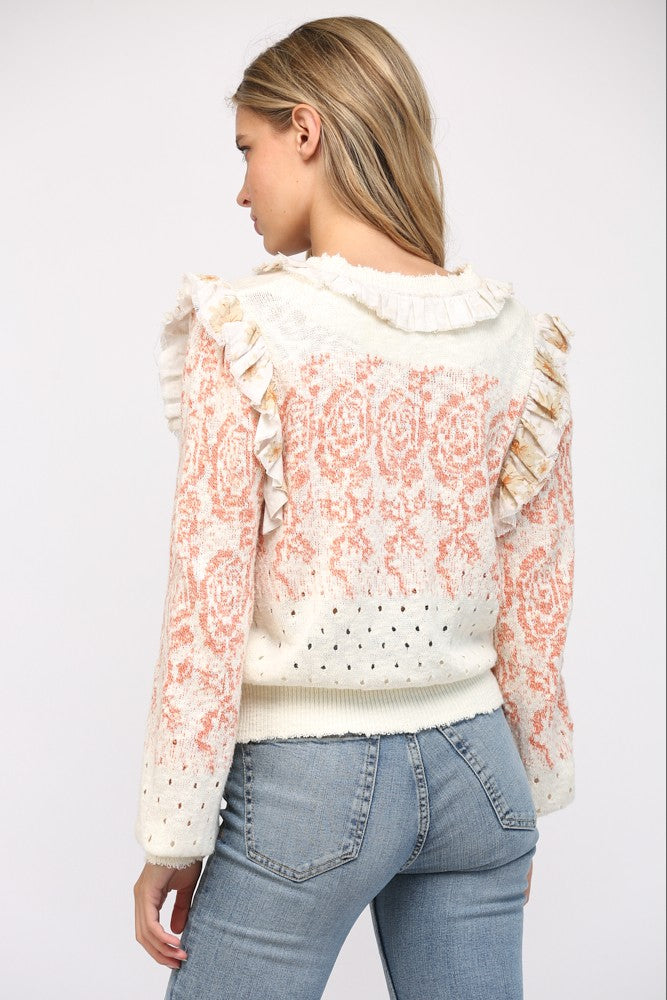 Emory Patterned Ruffle Cardigan