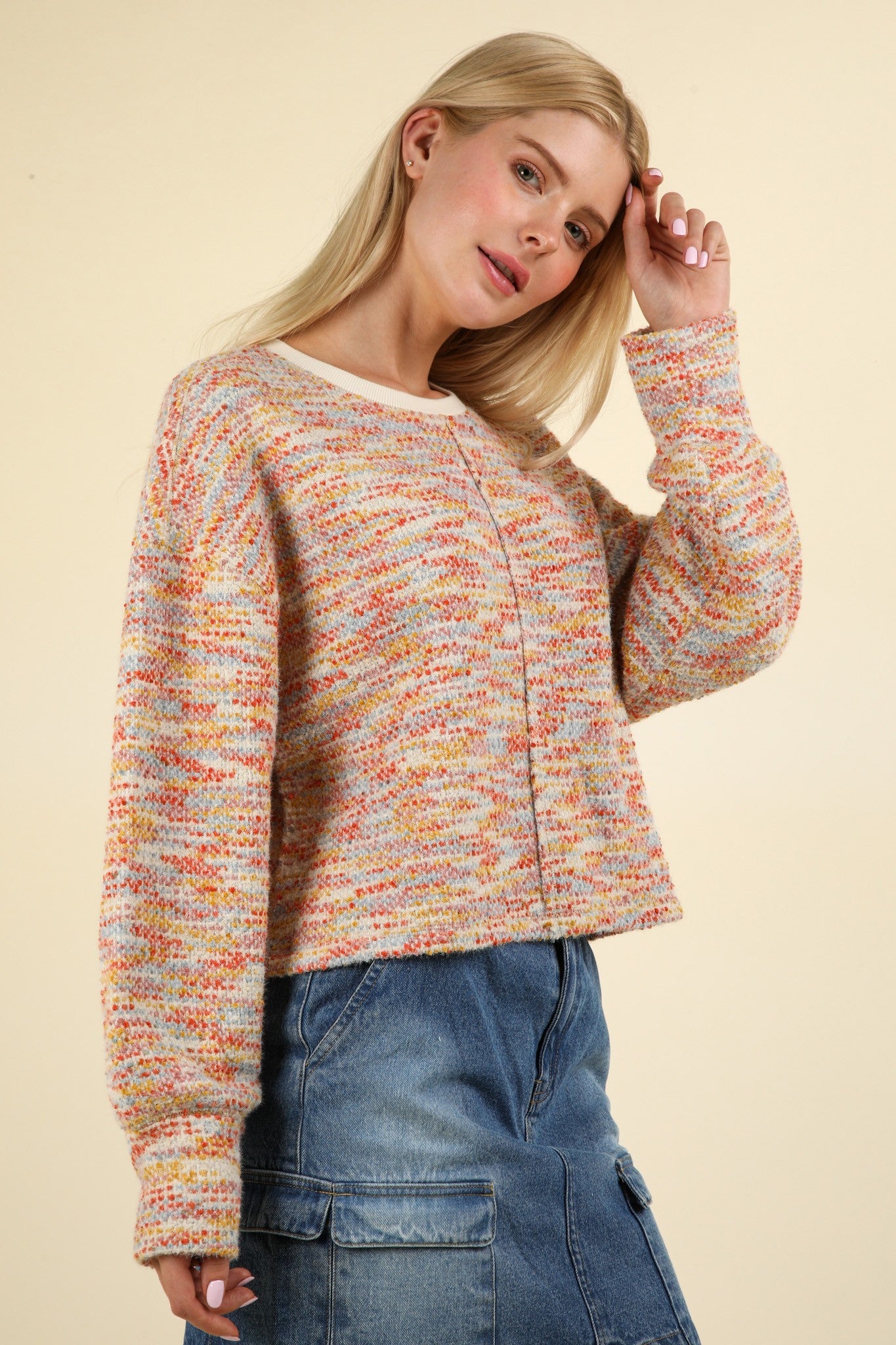 Enid Multicolor Cropped Sweater