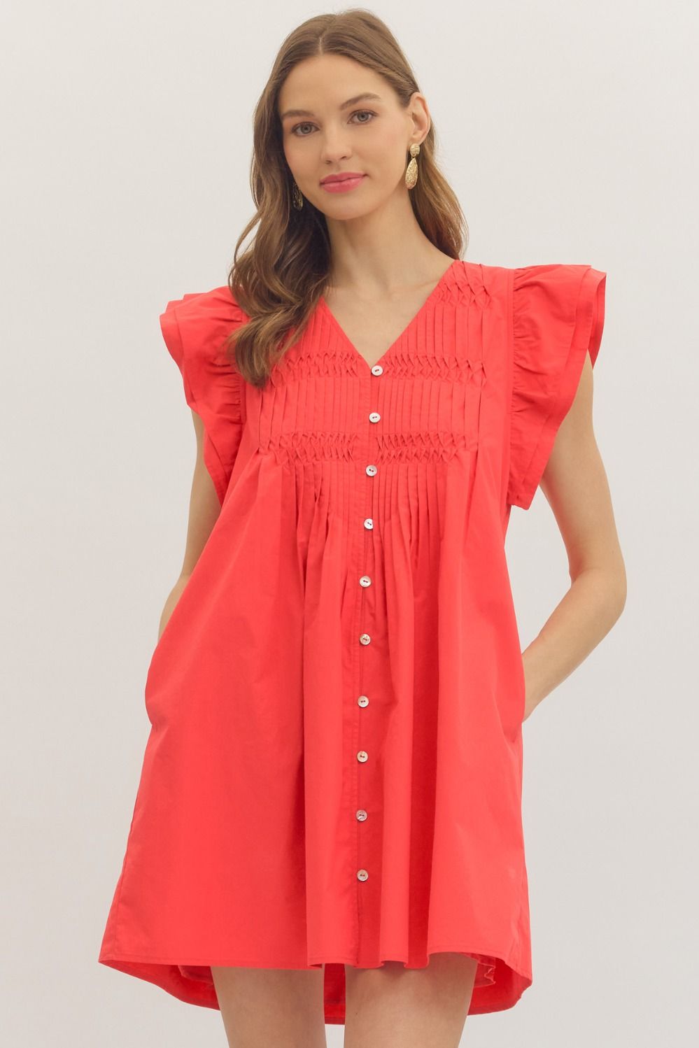 Farrah Pintuck Flutter Dress