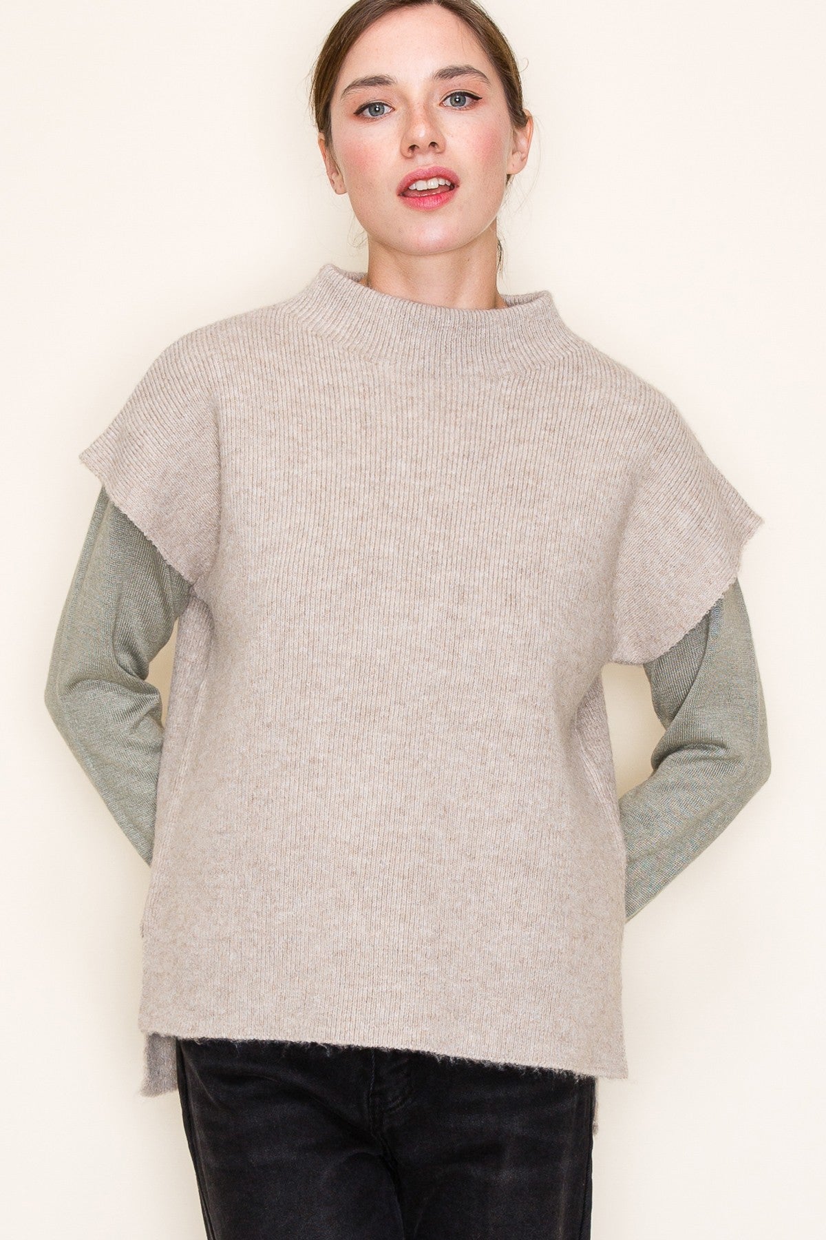 Fran Cap Mock Neck Sweater