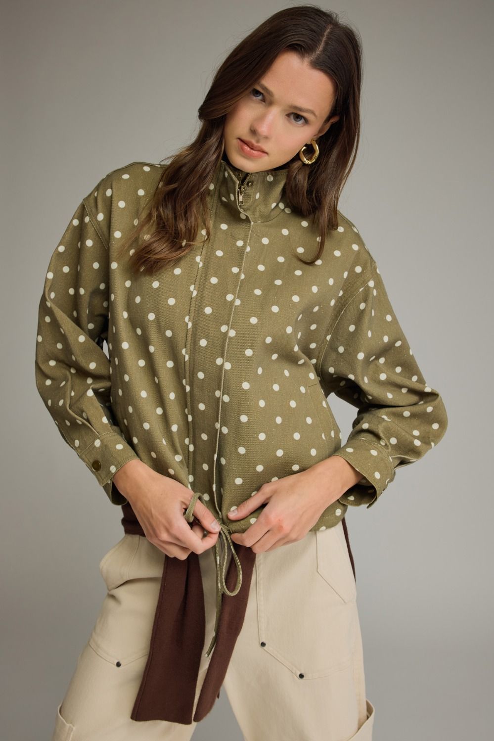 Frannie Polka Dot Zipper Jacket
