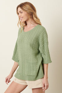 Gemma Cable Knit Pocket Sweater