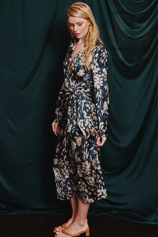 Ginger Floral Midi Wrap Dress