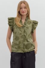 Giselle Applique Ruffle Button Top FINAL SALE