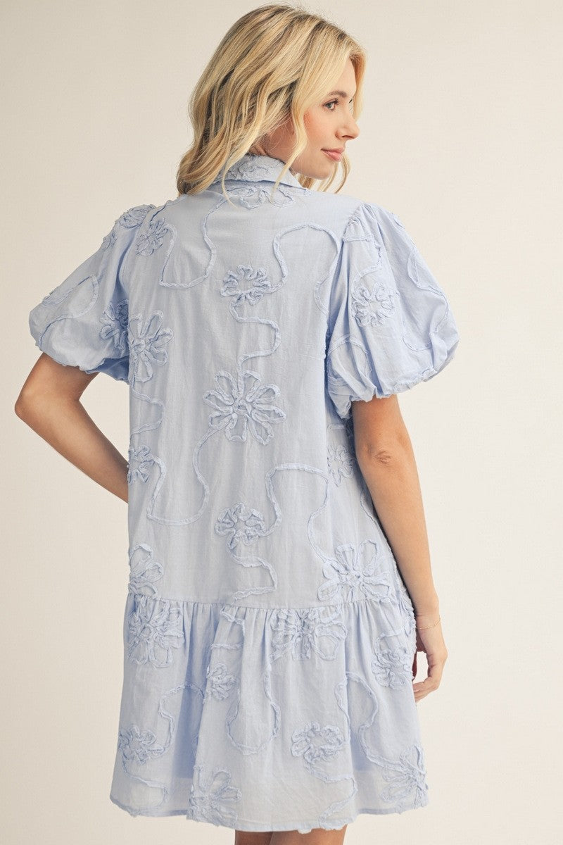 Giulia Applique Bubble Sleeve Shirt Dress