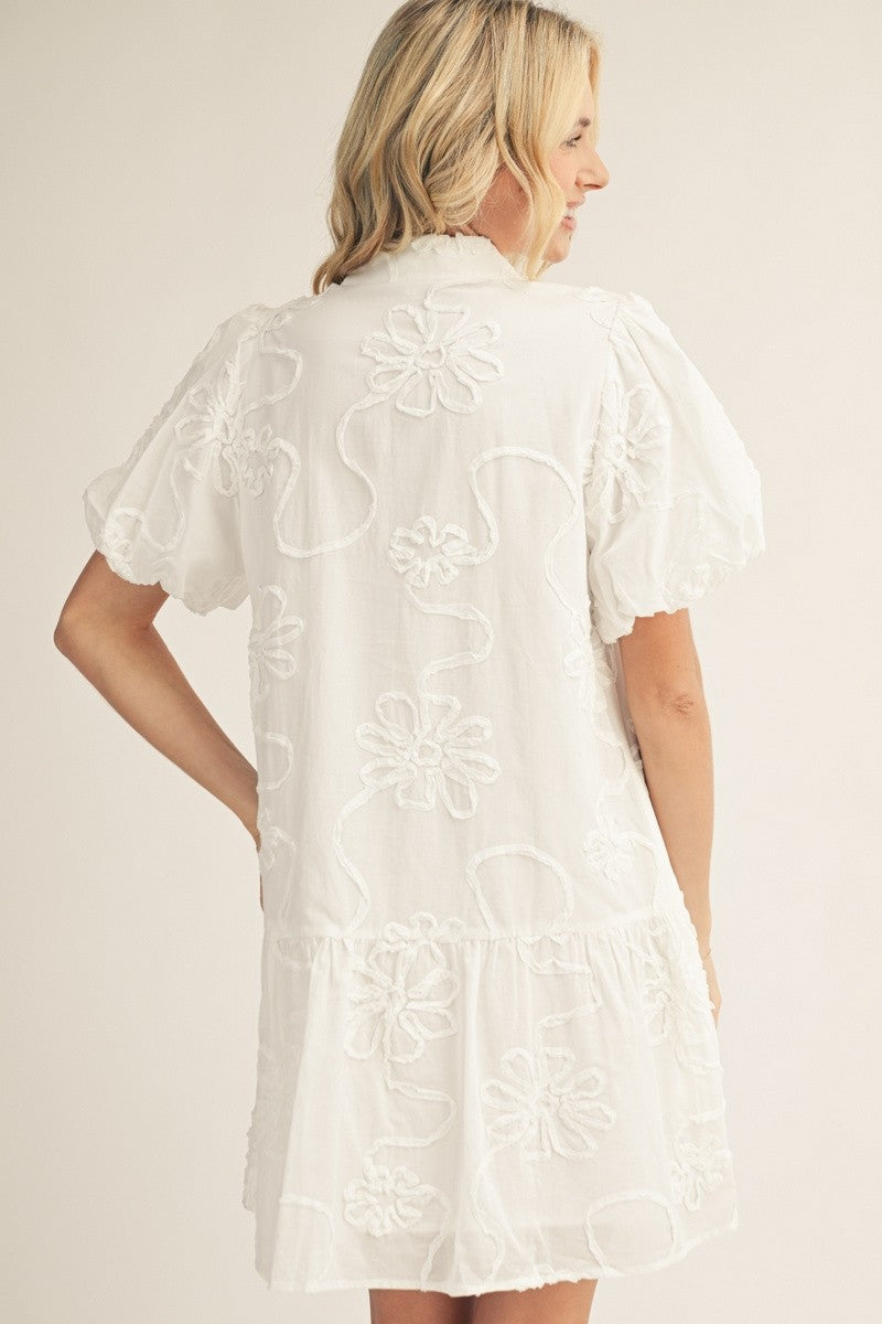 Giulia Applique Bubble Sleeve Shirt Dress