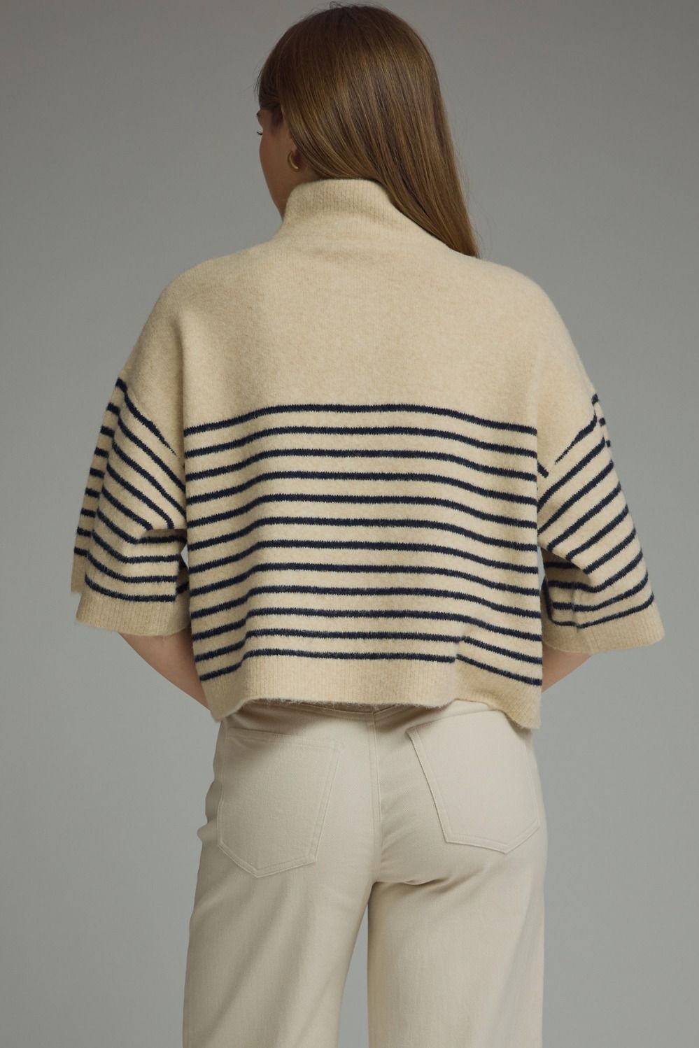 Greer Striped Button Mock Sweater
