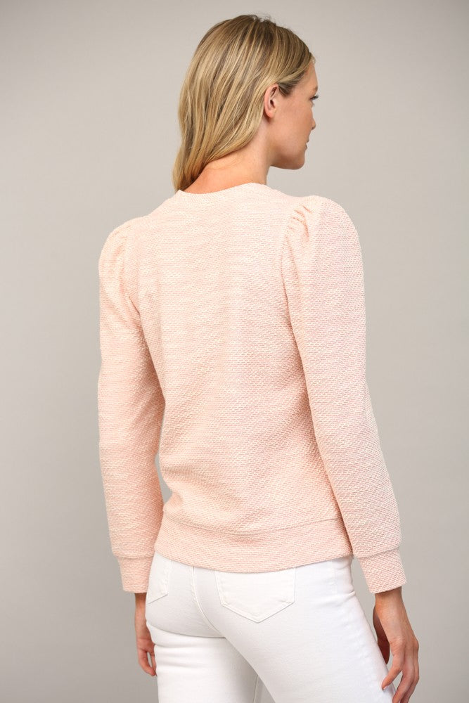 Hadley Textured Two Tone Puff Sleeve Top