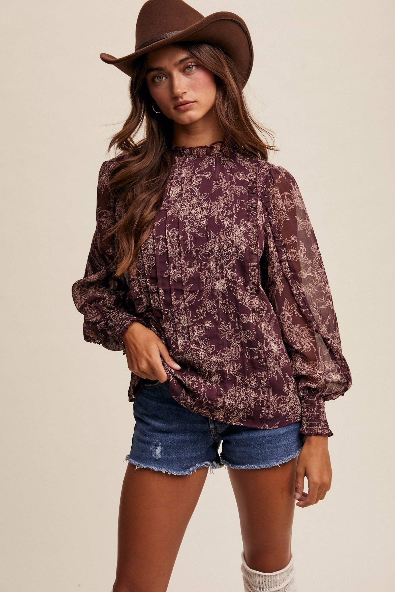 Hollis Floral Pleated Top