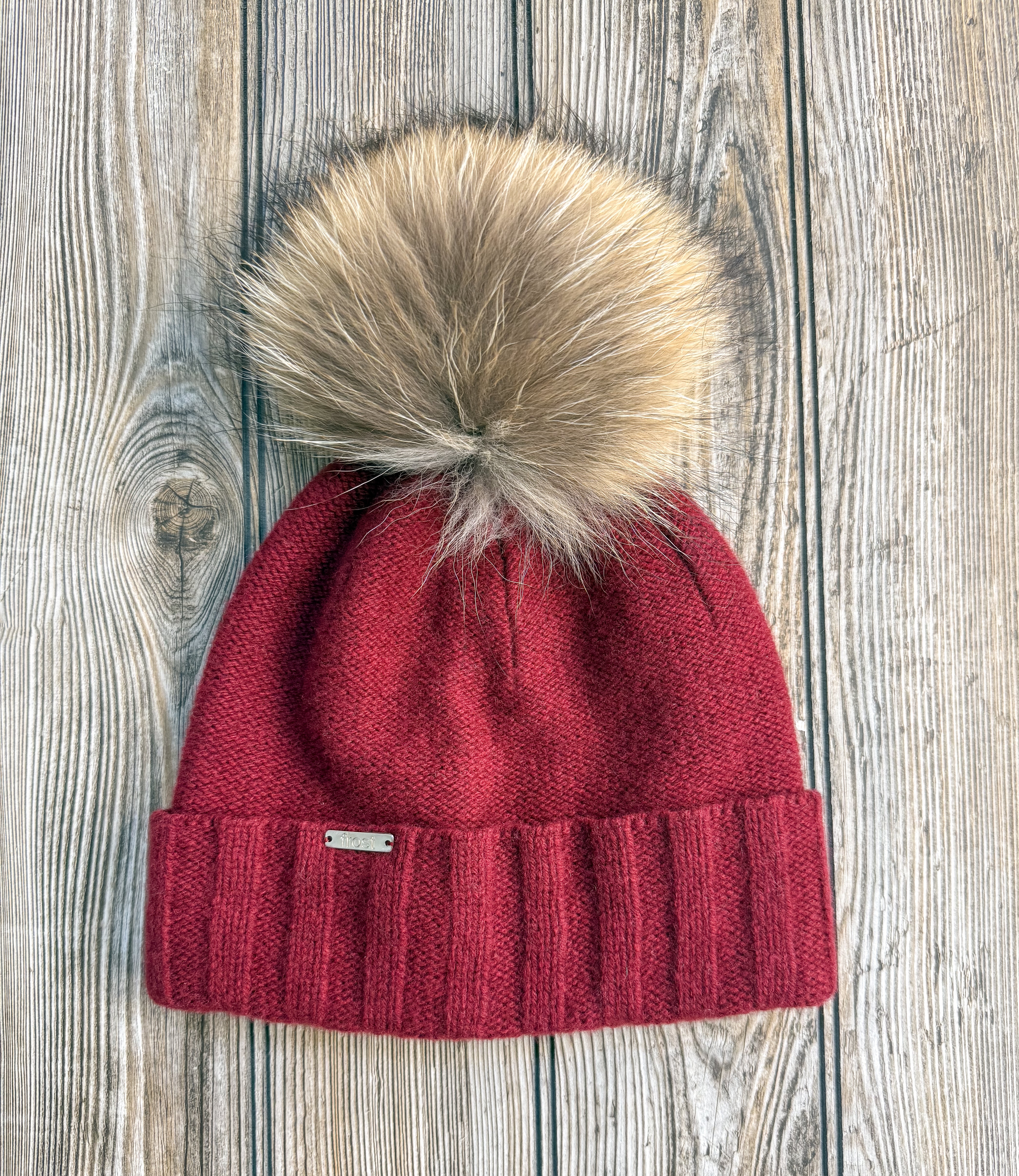 Cashmere Cuff Fur Pom Hat