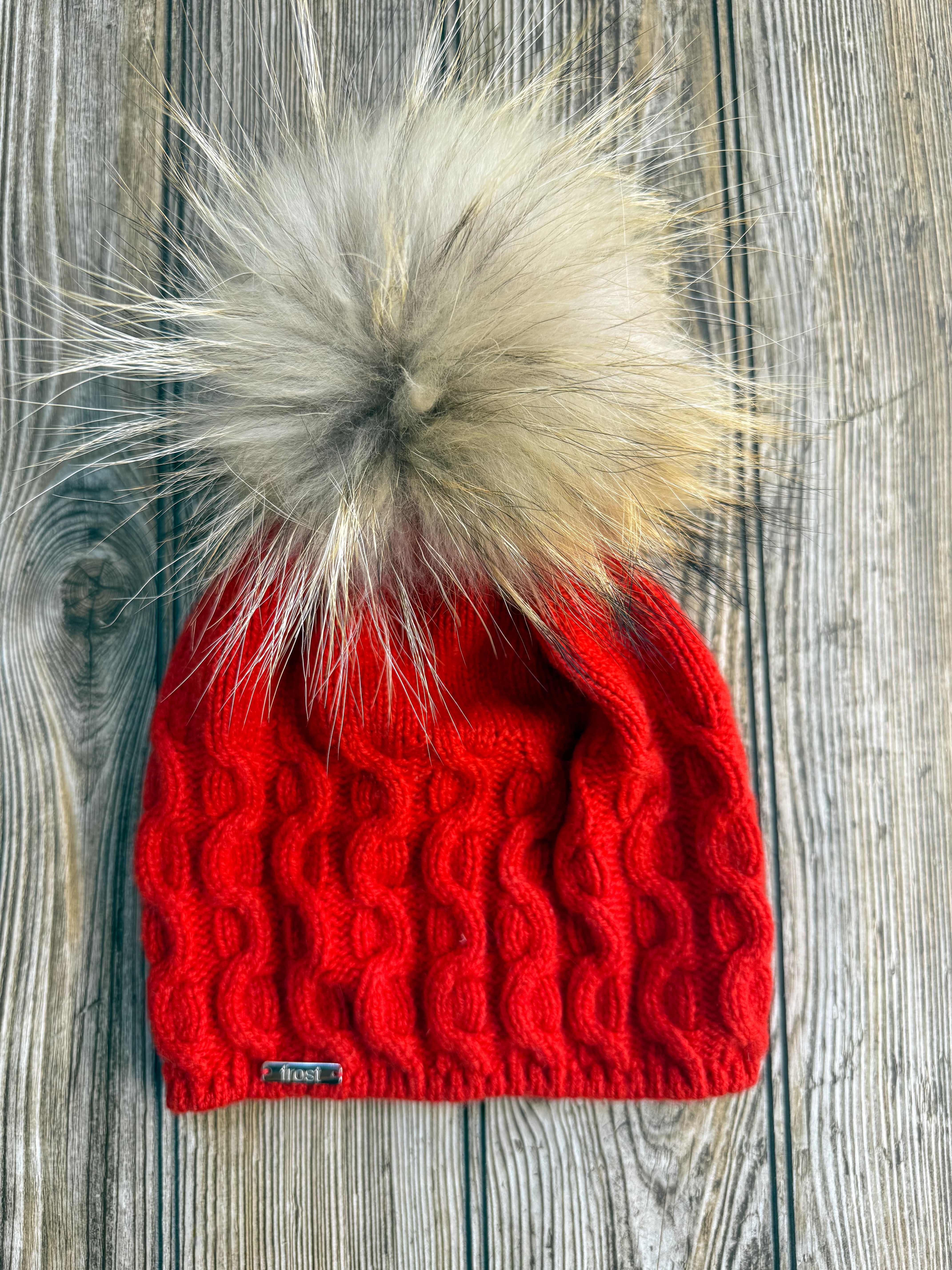 Cashmere Cable Fur Pom Hat