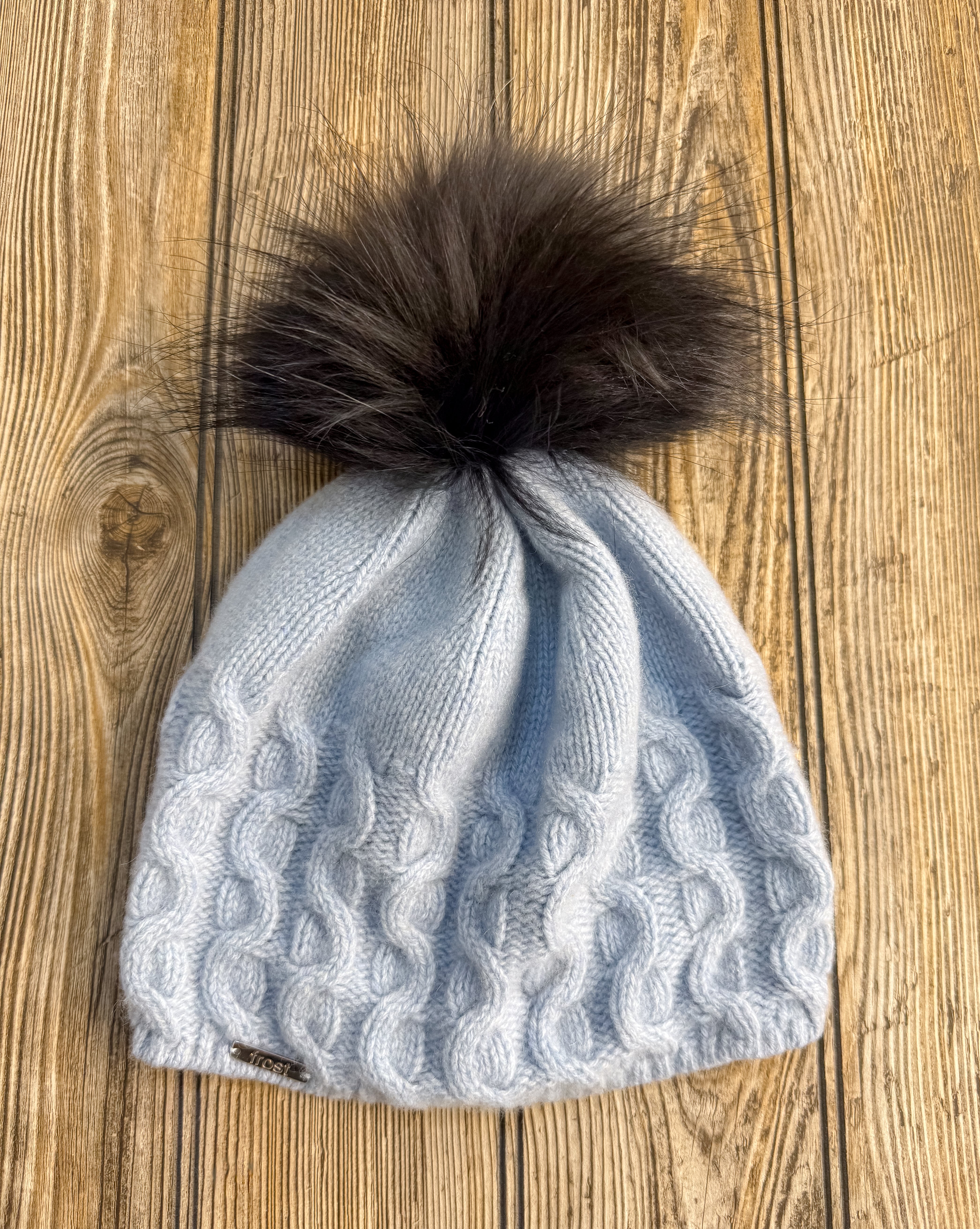Cashmere Cable Fur Pom Hat