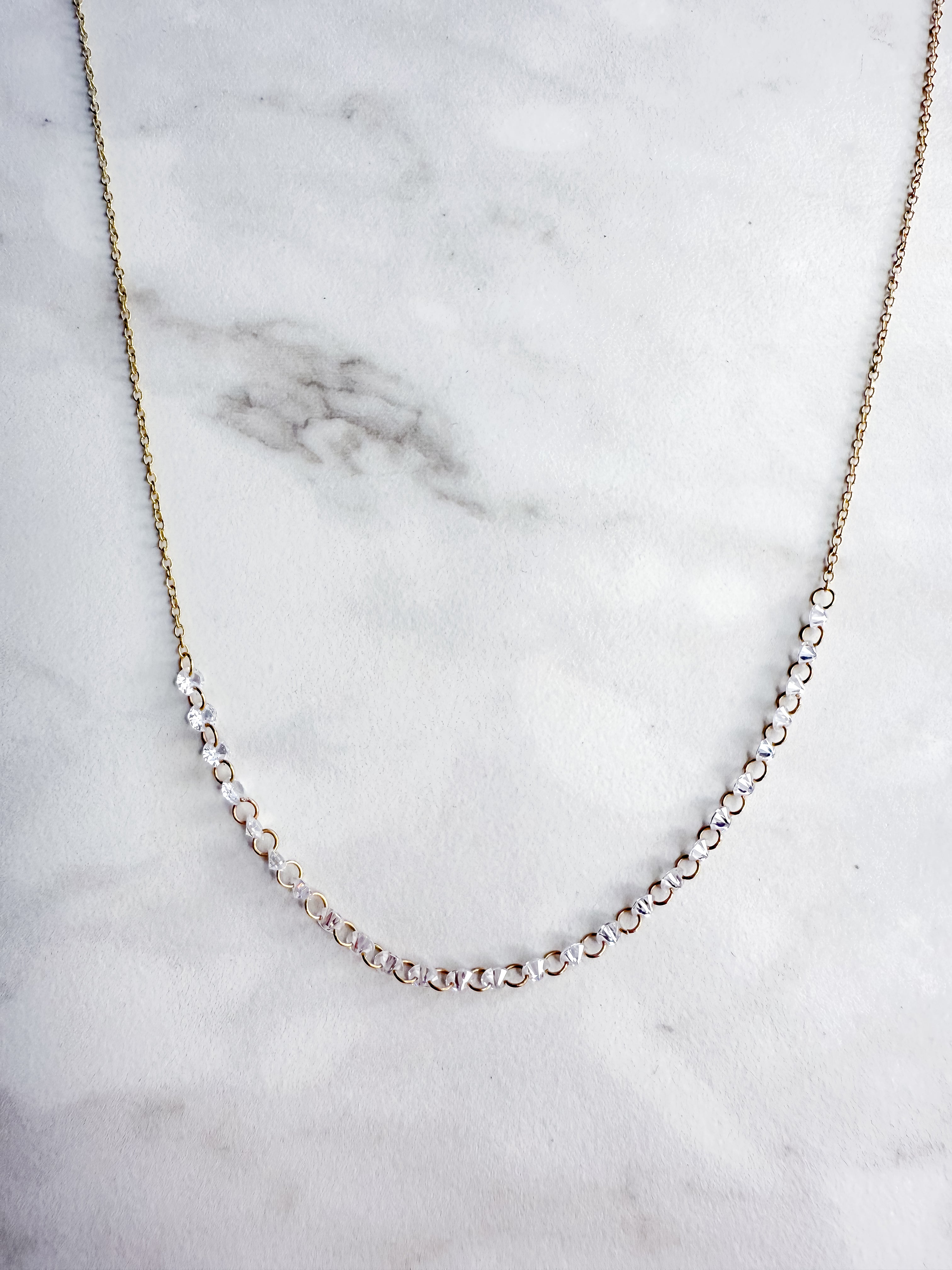 Dainty Linked Crystal Necklace