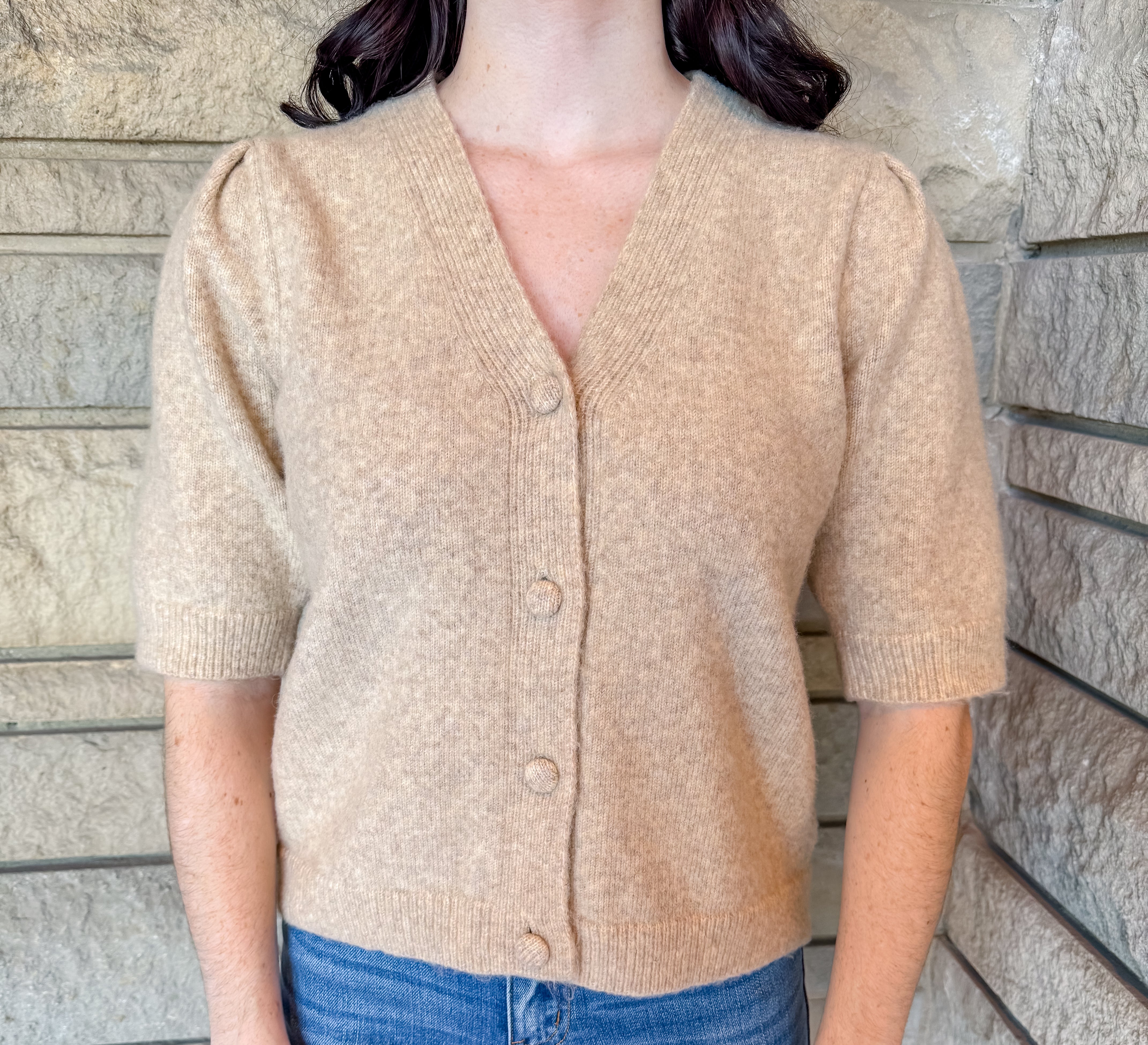 Serena Puff V-Neck Cardigan