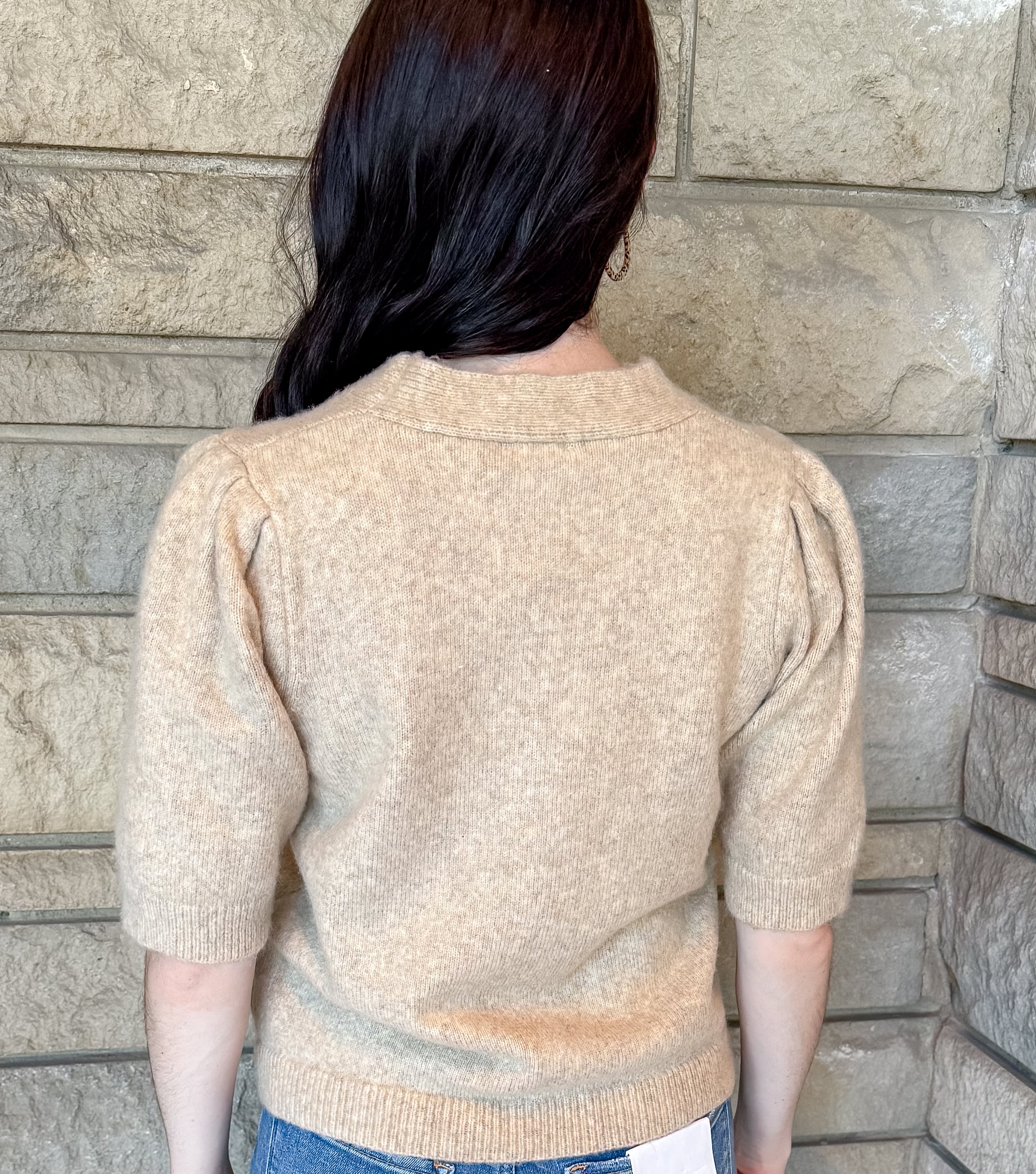 Serena Puff V-Neck Cardigan