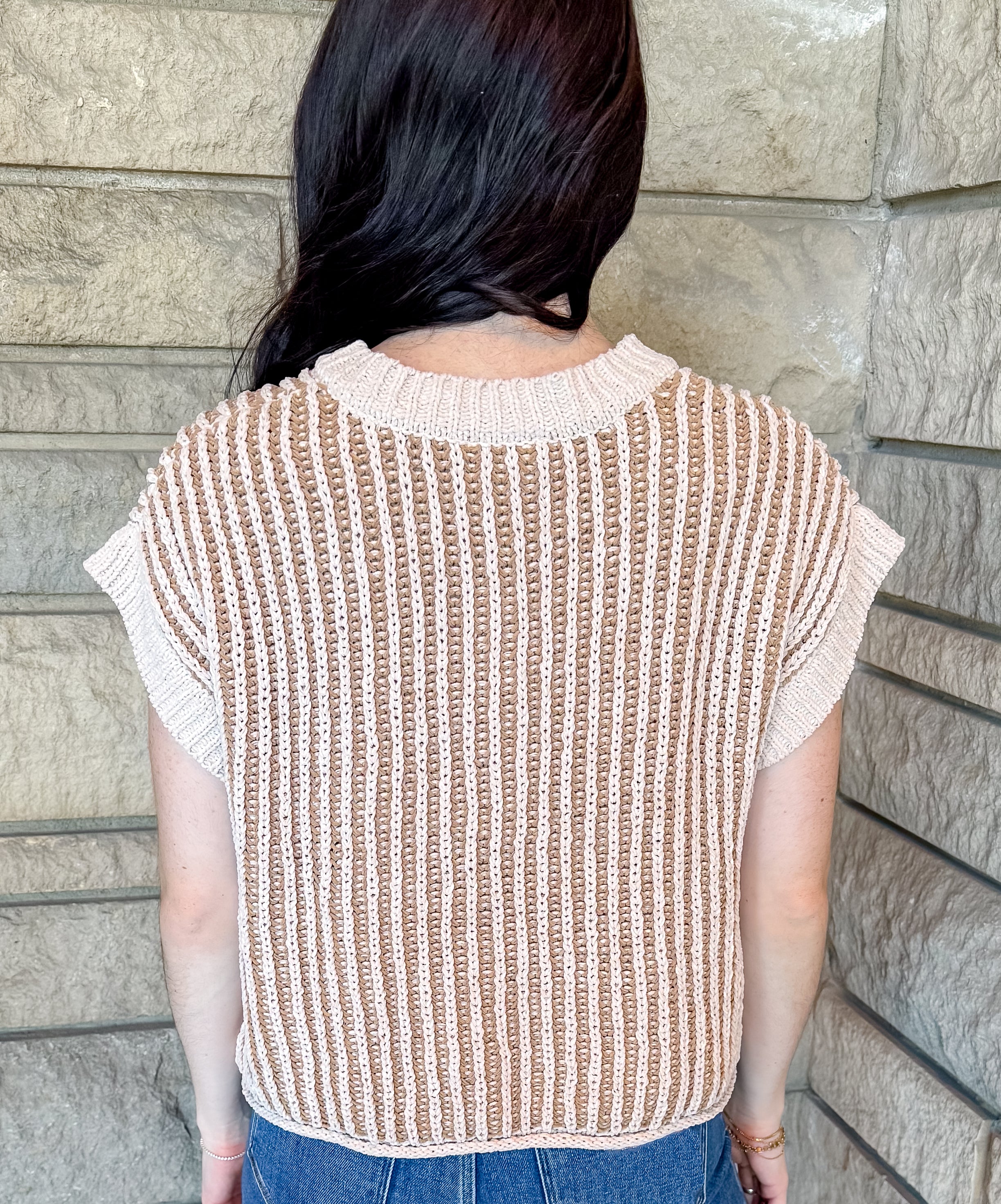 Tiana Button Two Tone Sweater Vest