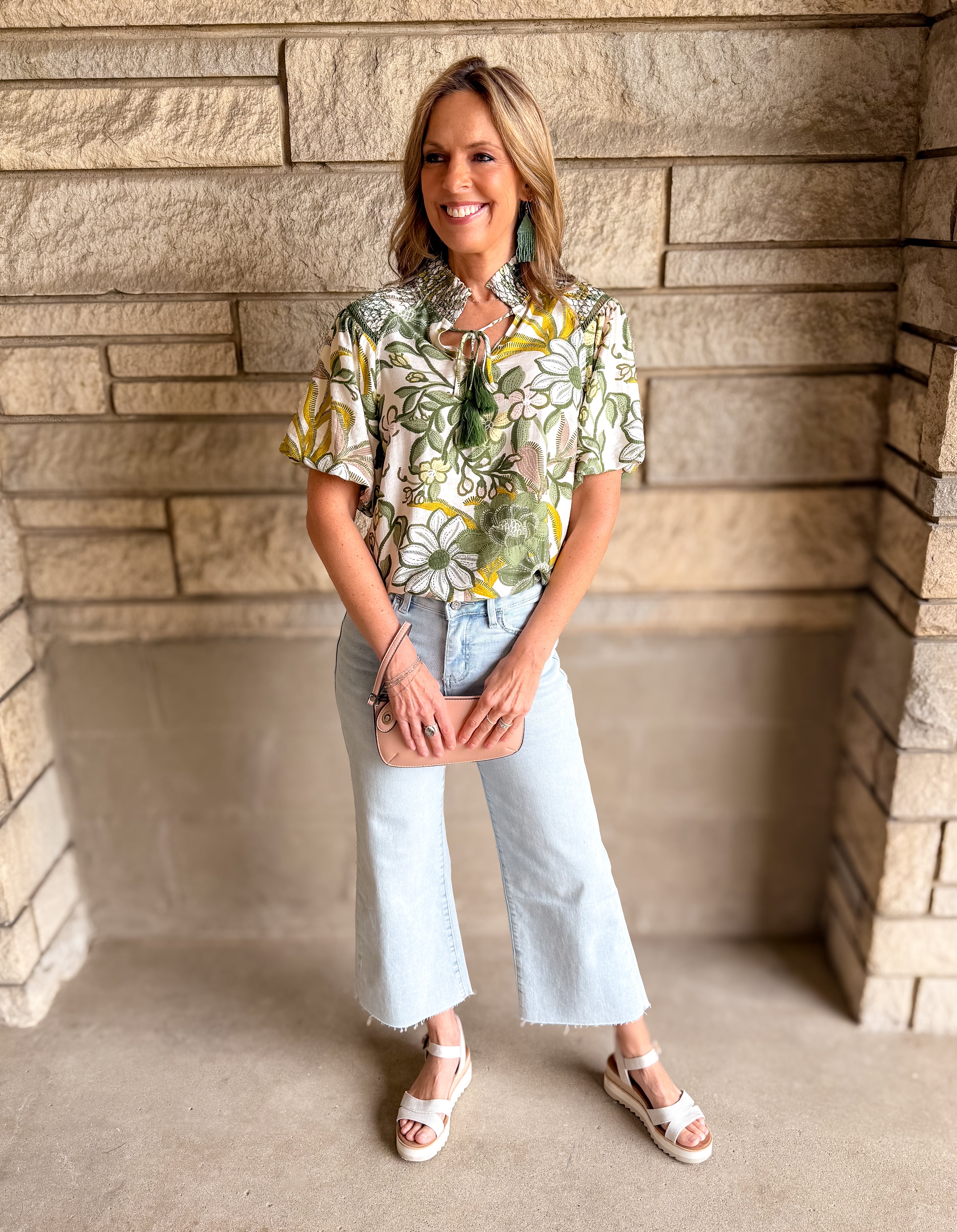 Kamila Floral Smocked Bubble Sleeve Top FINAL SALE