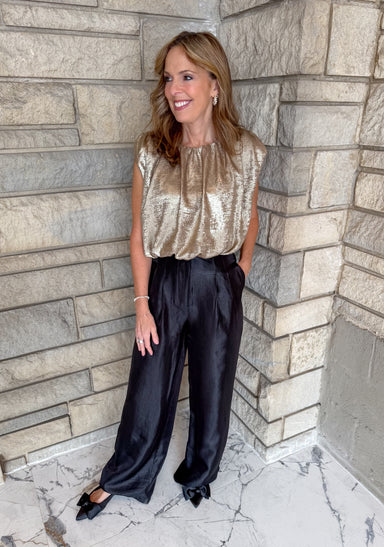 metallic top
shimmery top
bubble top