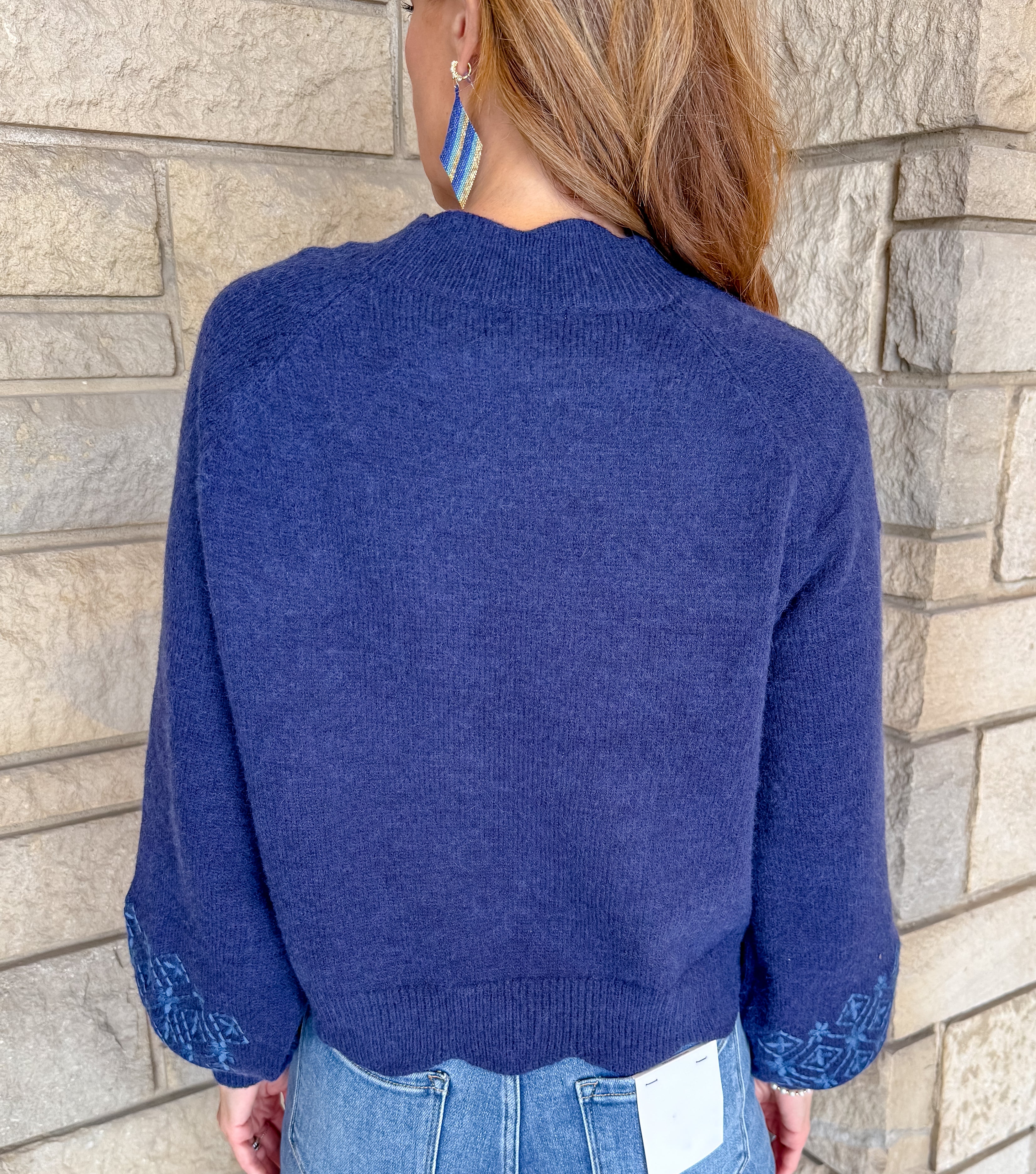 Dory Embroidered Scallop Sweater