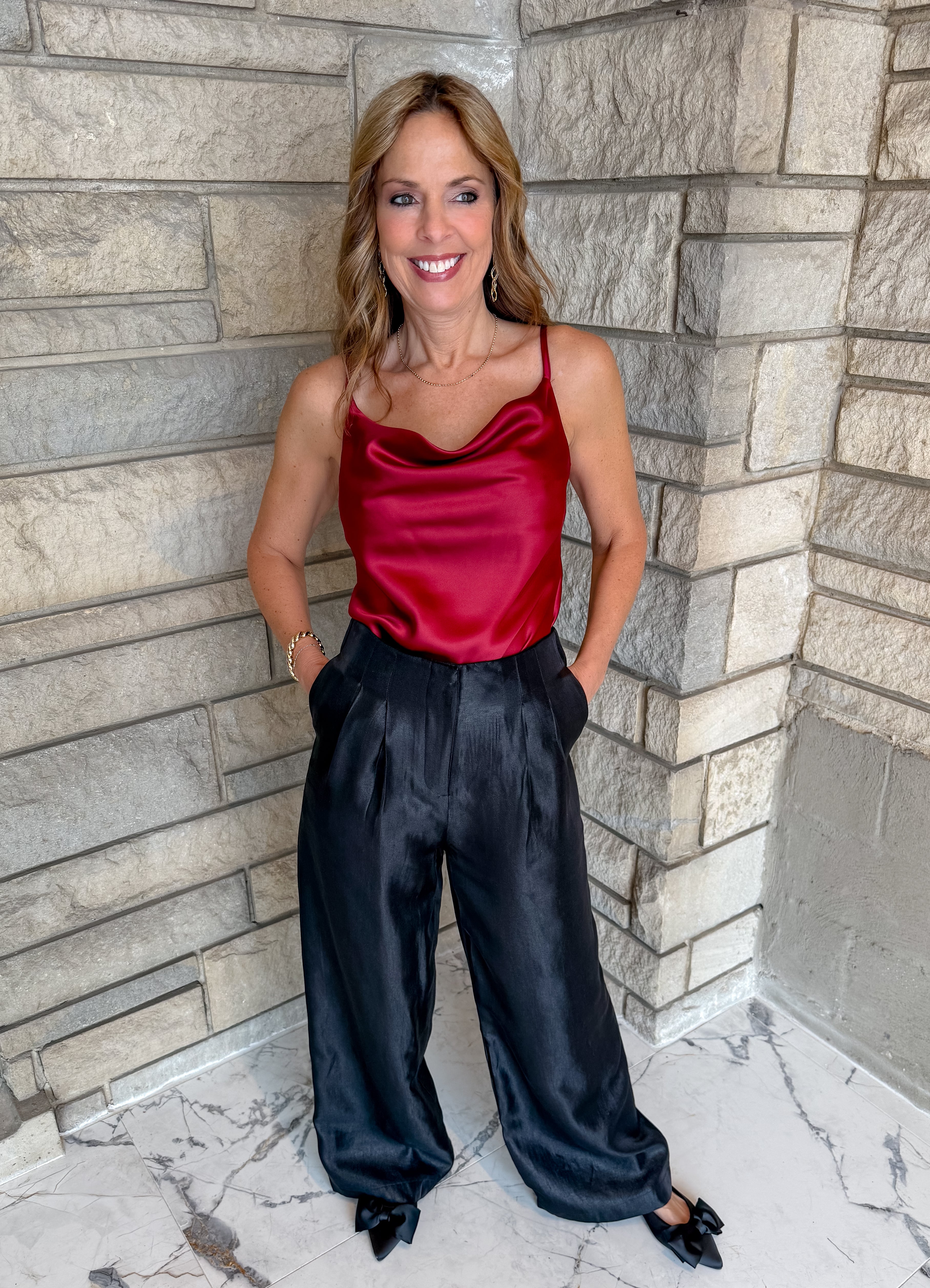 Tori Satin Cowl Neck Cami