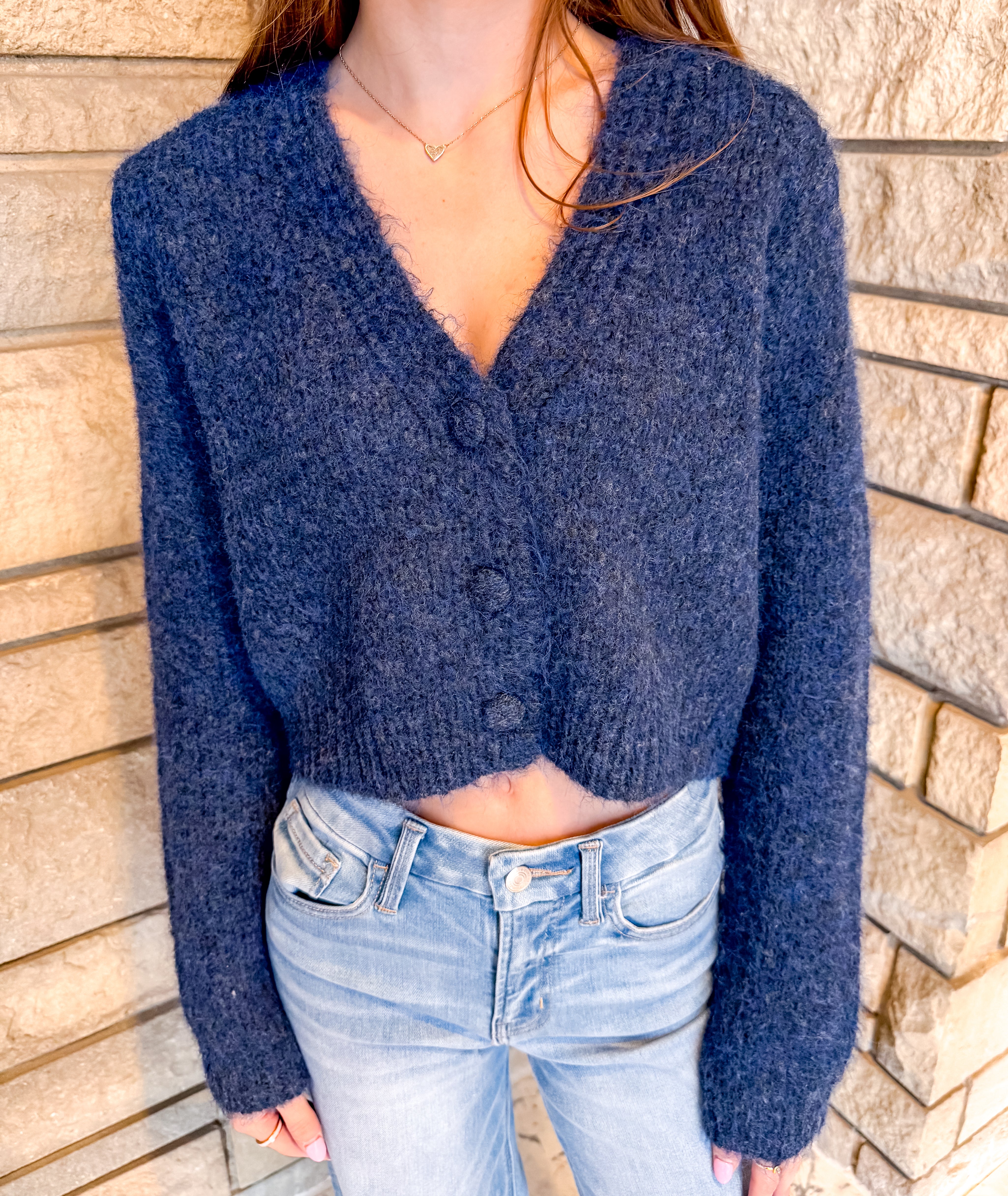 Clare Cropped Fuzzy Cardigan