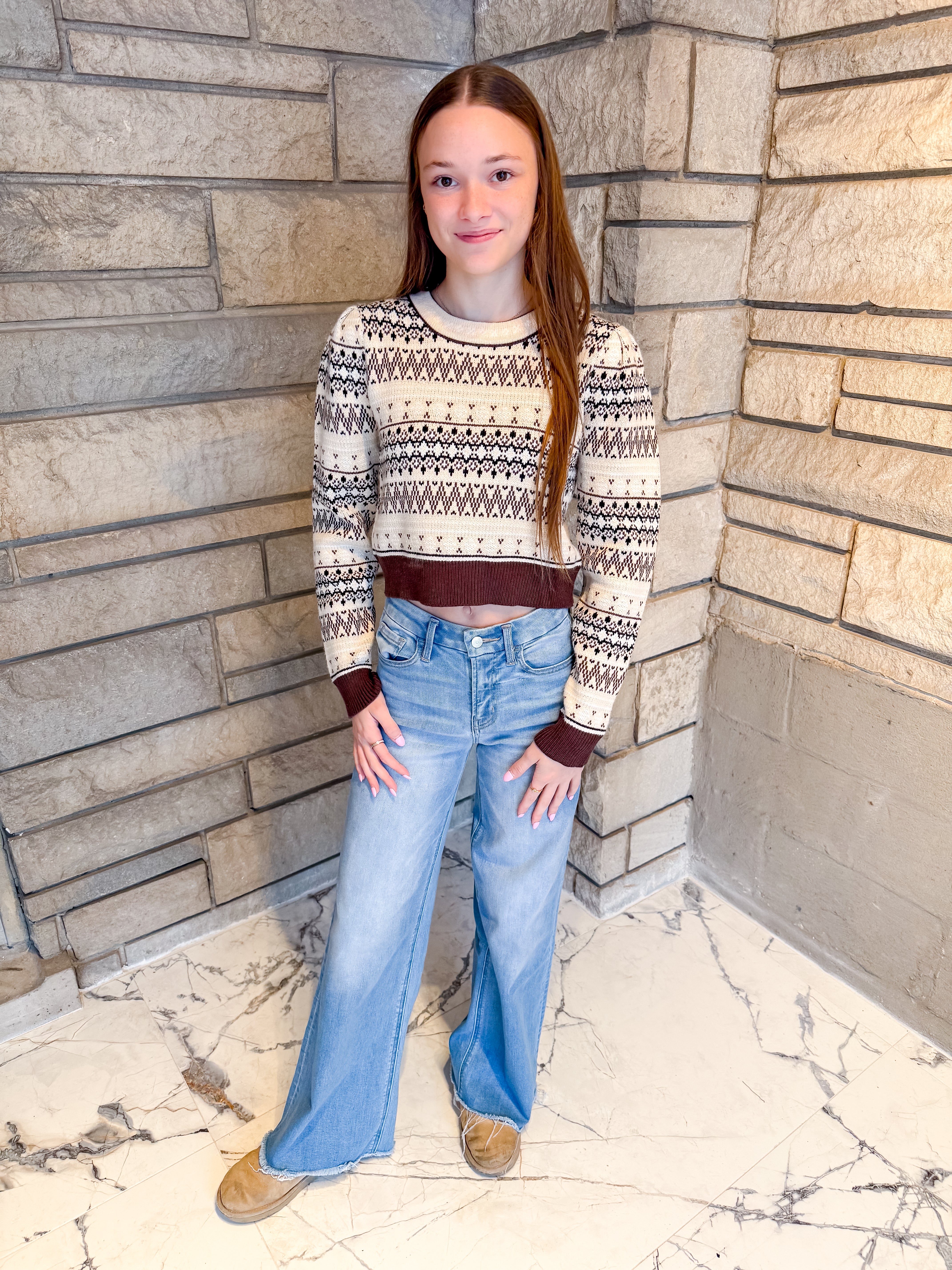 Everly Fair Isle Cropped Sweater