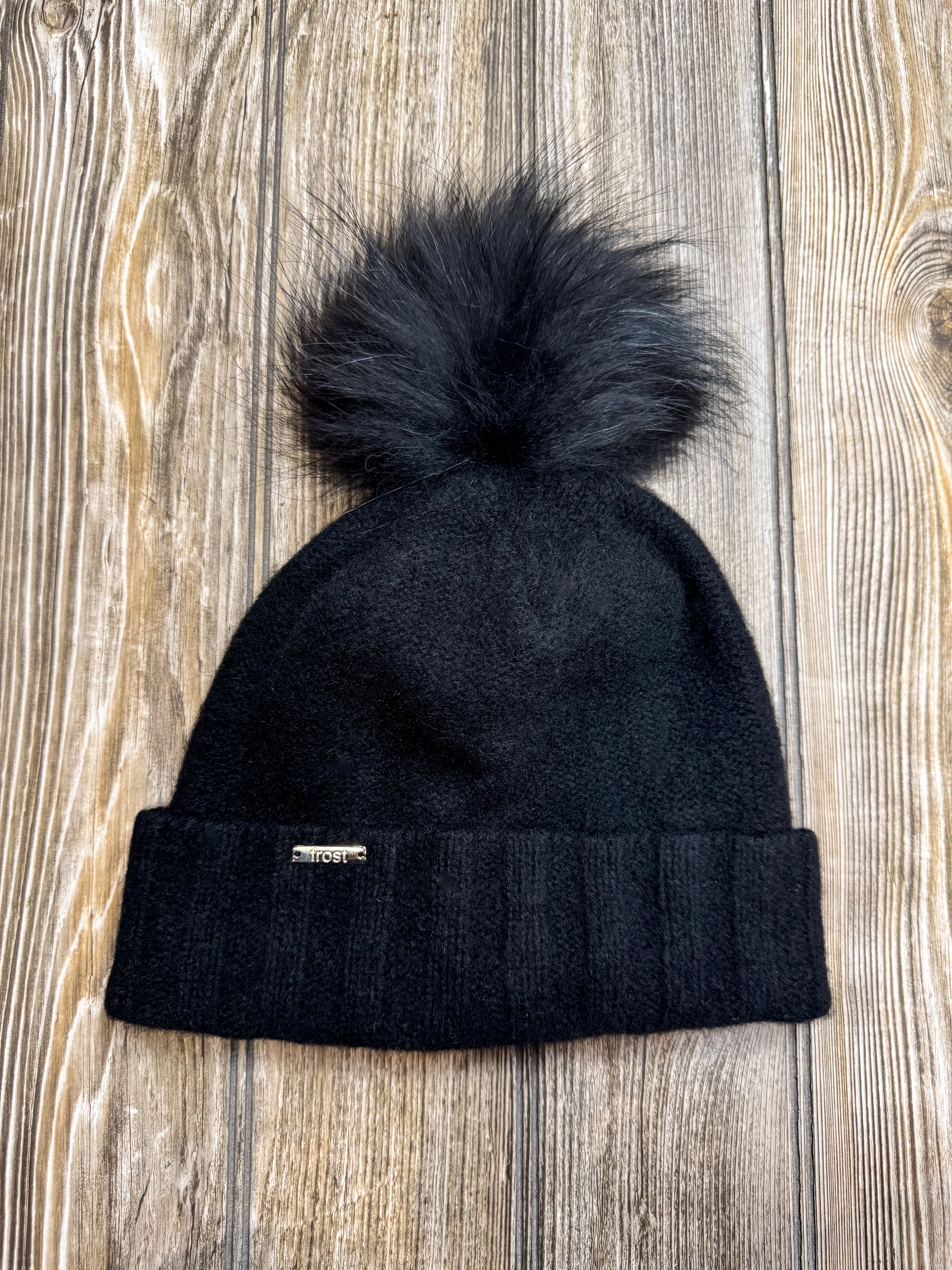 Cashmere Cuff Fur Pom Hat